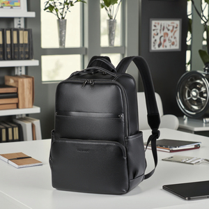 Премиальный мужской деловой рюкзак из натуральной кожи для повседневных поездок, водонепроницаемый, большой вместимости, многофункциональный, для ноутбука - Product Image 6