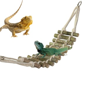 Scala da arrampicata per lucertole, decorazione di gabbia per animali domestici in tessuto di bambù, piccoli accessori per animali domestici, gabbia per geco, scale per criceti e scale - Product Image 1