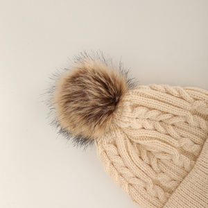 High Quality Custom Women's Winter Warm Soft Acrylic <strong>Pom</strong> <strong>Pom</strong> Hat Caps Thick Knit <strong>Beanie</strong> Printed Character Autumn Cuff <strong>Beanie</strong> - Product Image 4