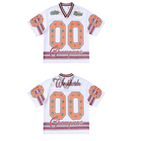 Maillot de football américain rétro en maille unisexe, col en V, manches courtes, t-shirt imprimé numérique, coupe ample, hauts de sport d'été