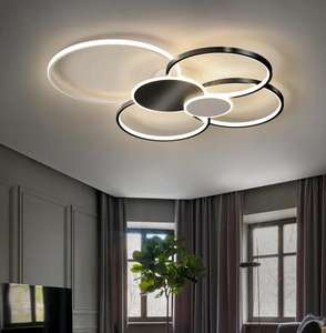 Lámpara de anillo de araña negra dorada de estilo moderno, luces de techo LED circulares, cubierta acrílica, interruptor de Base de hierro, dormitorio montado en superficie - Product Image 3