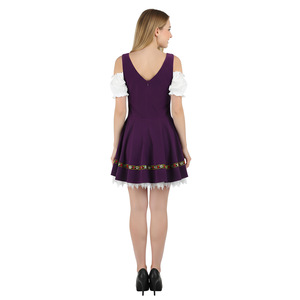 Vestido Dirndl para Mujer, Azul y Blanco, Hombros Descubiertos, Disfraz para Actuación en Escenario, Otoño 2023 - Product Image 5