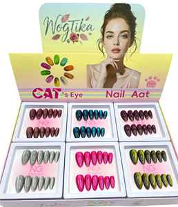 Qianya - Uñas Postizas de Ojo de Gato Largo, Forma de Almendra, Caja de Exhibición, Estilo Ballet Core, Venta al por Mayor, 12 Cajas, Múltiples Sets - Product Image 1