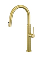 Robinet de cuisine monotrou en cuivre avec cartouche céramique, anti-éclaboussures, eau chaude/froide, extractible et orientable, pour montage sur évier