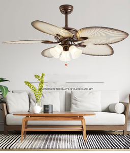 Ventilatore da soffitto in stile americano con luce, velocità variabile, 5 pale, lampada per soggiorno e sala da pranzo - Product Image 4