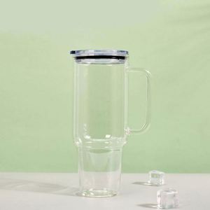 Verre à pinte de 16 oz en PP pour sublimation, Mug globe à neige transparent à double paroi, avec couvercle pré-percé pour paille, Gobelet en verre moderne, Cadeau d'entreprise pour boissons - Product Image 3