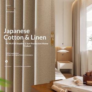 Cortinas de Lino y Algodón Estilo Japonés, Opacas, Gruesas, de Color Sólido, con Pliegues Coreanos, Personalizables, Novedad 2024 para Sala de Estar - Product Image 1