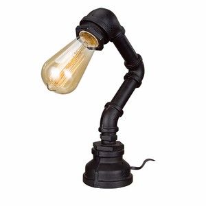 Lampe de table industrielle vintage Steampunk décorative pour la maison, en fer forgé noir, style tuyau, électrique - Product Image 1