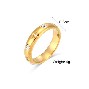 Dainty Star Inlaid <b>CZ</b> Pearl Stainless Steel <b>Ring</b> 18K Gold Plated Waterproof Tarnish Resistant Stackable Finger Band For Women - Product Image 3