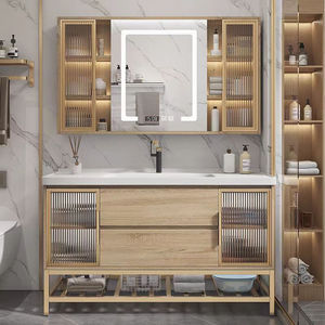 Wood color bathroom <b>cabinet</b> floor-standing waterproof washstand hand basin <b>cabinet</b> - Product Image 1