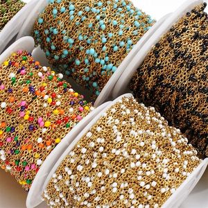 โซ่สแตนเลสแบบหยดน้ำเคลือบเงาพร้อมลูกปัดสีทอง อุปกรณ์ทำเครื่องประดับ DIY สำหรับสร้อยคอ สร้อยข้อมือ และงานฝีมือ - Product Image 3