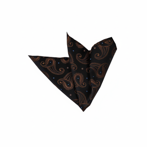 Men's Navy Blue Paisley Shawl Pattern Jacquard Textile Pocket Square One Size - Product Image 2