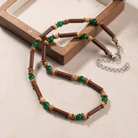 Collier ras du cou bohème vintage hawaïen pour homme, en pierres naturelles œil de tigre et turquoise, perles, style surf estival, avec coquille de noix de coco