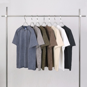 Camiseta Unisex de Algodón 350gsm con Lavado Ácido y Efecto Desgastado, Estilo Boxy Fit, Marca de Ropa Urbana de Alta Gama, Etiqueta Privada Personalizada, Venta al Por Mayor de Fábrica - Product Image 1