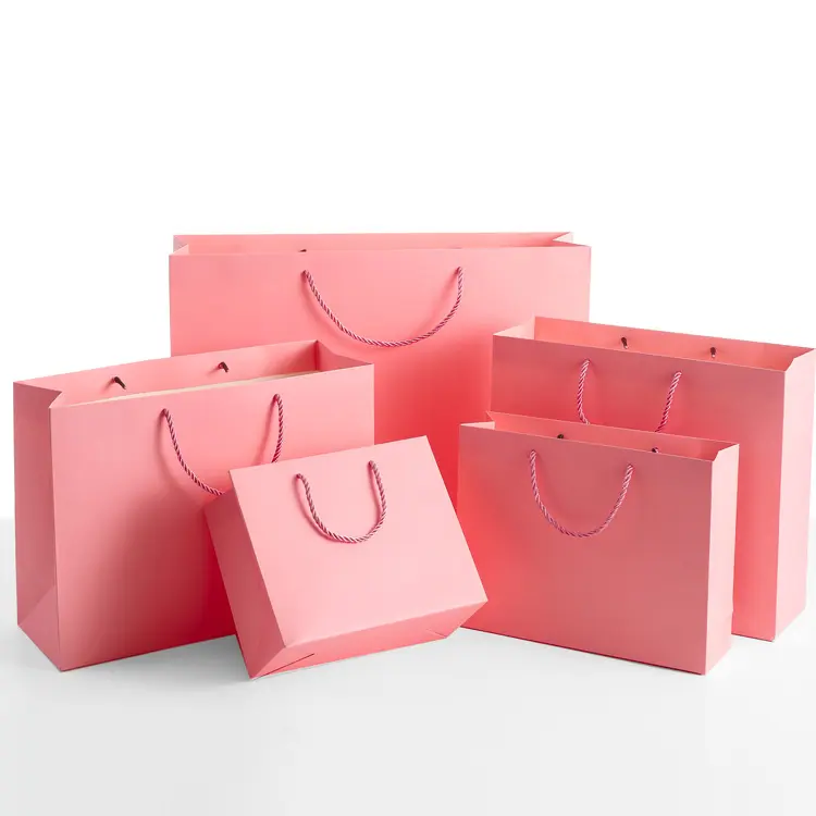 Wholesale Customize Lovely Pink Paper Retail Paper Shopping gifts Bag with your logo