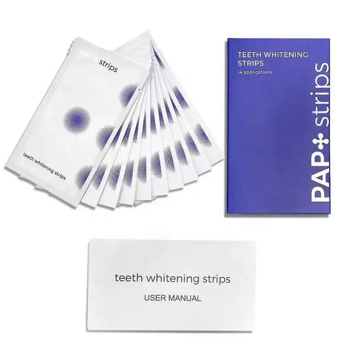 संवेदनशील दांतों के लिए प्रभावी सांस ताज़ा करने के लिए नए तैयार किए गए दाग हटाने वाले दांत सफेद करने वाली स्ट्रिप्स निजी लोगो