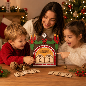 Calendrier de l'Avent en bois, décoration de table pour les fêtes, décoration réutilisable pour le compte à rebours de Noël - Product Image 3