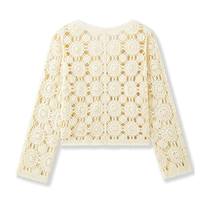 <span class=keywords><strong>Cardigan</strong></span> da donna lavorato a maglia con scollo a V sexy <span class=keywords><strong>traforato</strong></span>, stile europeo-americano, casual autunnale, monopetto, lavorato all'uncinetto - Product Image 3