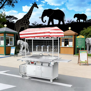 Chariot de service alimentaire convertible en acier inoxydable résistant à la rouille, 4 roues, avec grille chauffante intégrée, pour extérieur, garantie 2 ans - Product Image 1