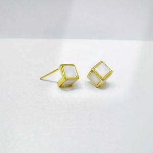 Boucles d'oreilles carrées en argent sterling 925 plaqué or 18 carats, motif fleur, pierres précieuses, style minimaliste, pour femme, prix usine - Product Image 1