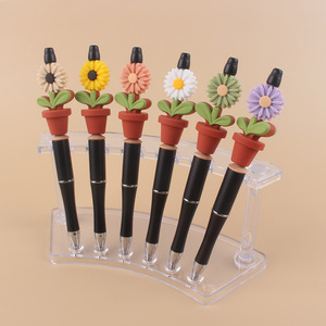 Pot de fleurs en silicone DIY créatif fait main motif dessin animé, colle pour implants dentaires, stylo d'écriture en plastique coloré - Product Image 1