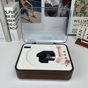 Factory Custom <b>Retro</b> CD Player Turntable Style BT Built in <b>Speaker</b> USB Transparent Cover for Home Decor Gift Travel - Product Image 5