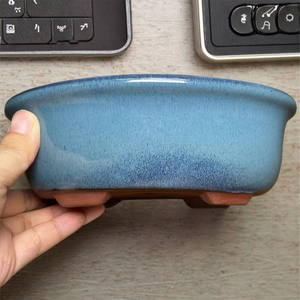 Maceta <span class=keywords><strong>de</strong></span> Bonsái <span class=keywords><strong>de</strong></span> Cerámica Yixing, Porcelana Ecológica, Transpirable, Duradera, Ovalada, con Esmalte Azul, para Exteriores, Jardín y Hogar - Product Image 4