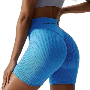 Hoge Taille Jacquard Yoga Shorts Bubble Honingraat Naadloze Heup Lift Strakke Hardloop Sport Fitness Sexy Yoga Biker Shorts