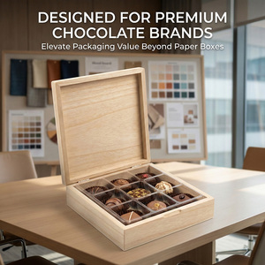 Lightweight Wooden Chocolate Box with Magnetic Lid 6 9 Compartments Custom OEM Luxury Chocolate Packaging Box - Product Image 2