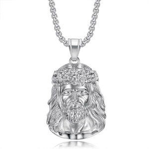 Nouveau collier religieux Hip Hop titane acier plaqué or diamant acier inoxydable jésus pendentif collier - Product Image 2
