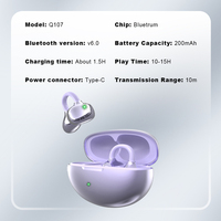 Casque sans fil à clipser Q107 de haute qualité avec affichage numérique, écouteurs pour le sport, smartphone, clip d'oreille tactile