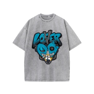 เสื้อยืดผ้าฝ้าย100% พิมพ์ลายย้อนยุคของผู้ชายเสื้อฮิปฮอปโอเวอร์ไซส์ผ้าถักคุณภาพสูงแห้งเร็ว - Product Image 1