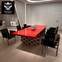 Table à manger laquée haute brillance, design contemporain, longue et rectangulaire, mobilier design, couleur personnalisée, grande table de salle à manger