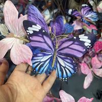Buket bunga buatan 7 kepala kupu-kupu simulasi 2024 baru penjualan laris kupu-kupu dekorasi pernikahan Phalaenopsis