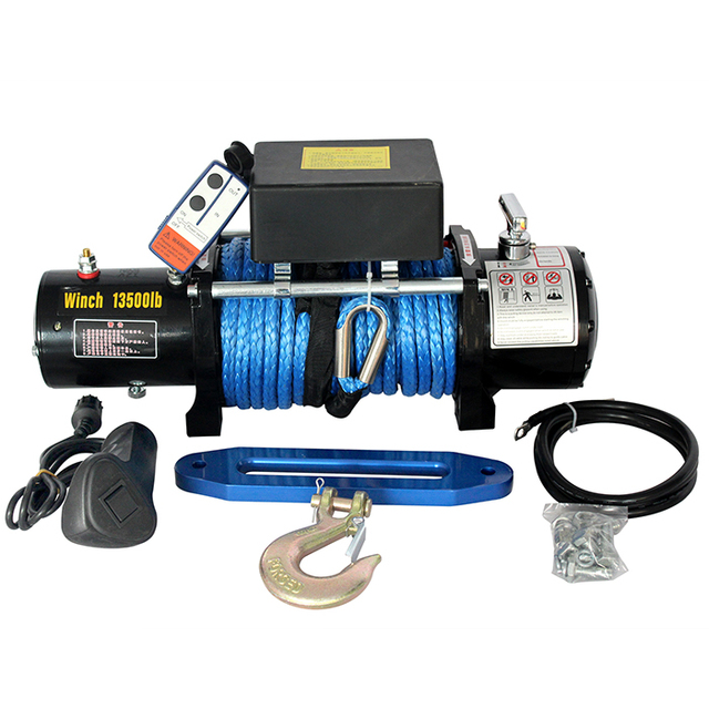 12V 4x4 Electric Recovery Winch 13000lb-Steel Wire Rope Winch for Cranes & Auto-Two Remotes Off-road