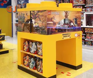 中国供应商玩具展示店室内设计定制玩具游戏展示架纸板玩具展示架