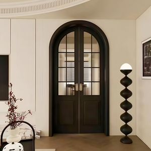 Puerta <span class=keywords><strong>de</strong></span> Entrada <span class=keywords><strong>de</strong></span> Madera Sólida con Vidrio, Estilo Arqueado, Color y Tamaño Personalizados, Estilo Francés - Product Image 2