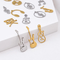 Breloques musicales personnalisées en acier inoxydable plaqué or 18 carats, assortiment de pendentifs guitare et clé de sol, fournitures de fabrication de bijoux DIY