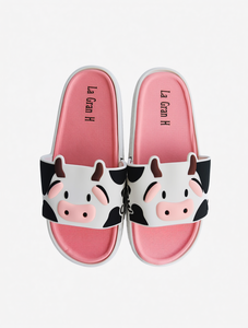 Sandales à enfiler pour femme La Gran H, imprimé vache, roses, antidérapantes, pour l'été - Product Image 1