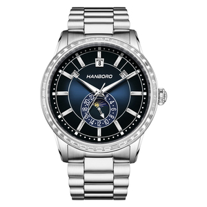 Montre de luxe HANBORO 5A, mouvement automatique, boîtier en acier inoxydable, bracelet en cuir de vachette, fermoir papillon, 5 ATM - Product Image 3