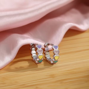 E1870 Orecchini a forma di cuore viola placcati in argento in lega di zinco, regalo carino per donna, gioielli alla moda - Product Image 2