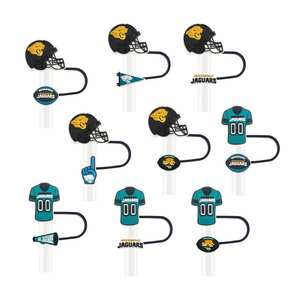 Toptan 10mm Gıda Sınıfı Çevre Dostu Silikon Pipet Üstü Süsü DIY NFL Spor Takımı <span class=keywords><strong>Jacksonville</strong></span> Jaguars Pipetli Bardak Aksesuarları - Product Image 2