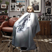 MJ Cape de barbier pour hommes, Cape de Salon professionnel avec fermetures à pression, coiffeur grande Cape imperméable pour adultes