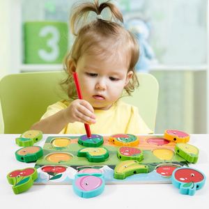 Jeu de pêche Montessori multifonctionnel, animaux marins, blocs à lacer, tableau de dessin et de peinture, jouet pour enfants - Product Image 2