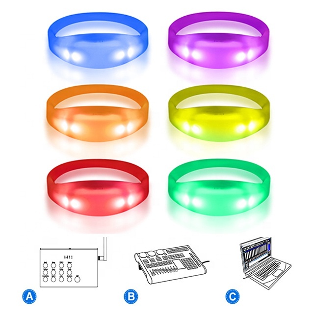 For Eco-Friendly RGB Wireless LED Bracelet with 200-300m Range Laptop/DMX Control for Concerts & Parties