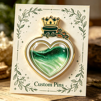 En gros : Pins en émail en métal à paillettes liquides, motif bouteille de potion magique en forme de cœur, badges artisanaux personnalisés, pins de revers Quicksand