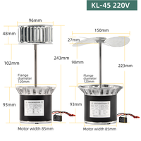 Moteur soufflant d'air asynchrone monophasé à axe long haute température YCZX 45W KL-45 220V 1400 tr/min 130mm, engrenage, garantie 1 an - Vente chaude