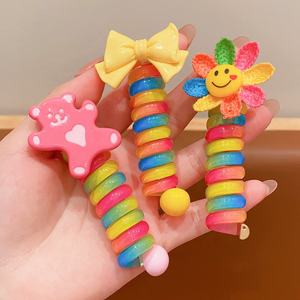 สายรัดผมสายโทรศัพท์พิเศษ สาวน่ารักผูกผมเชือก สูงผมหางม้าผูกสําหรับเด็ก - Product Image 3