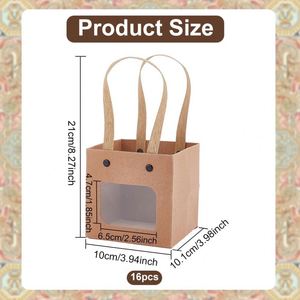 Bolsa de Regalo de Papel Kraft Marrón Reciclable al por Mayor con Ventana, Logotipo Personalizado Impreso en Relieve/Bajo Relieve, Asa Retorcida - Product Image 2