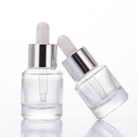 Flacon compte-gouttes en verre blanc cristallin et verre flint de haute qualité, à fond épais, personnalisé, 10 ml, 15 ml, portable pour huiles essentielles et sérums cosmétiques